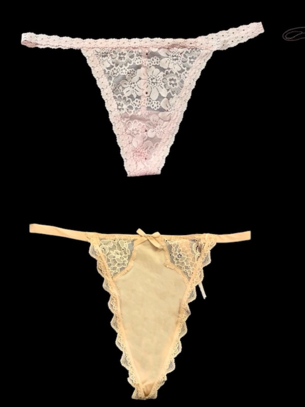 Victoria’s Secret Lace Thong Panties ( set of 2) Pink and Nude . Sz. M. NWT